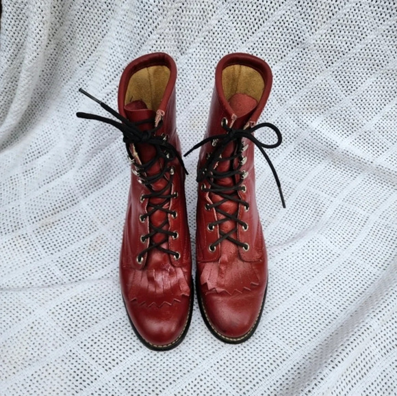Laredo Red leather kitties boots 6.5 - Picture 2 of 16